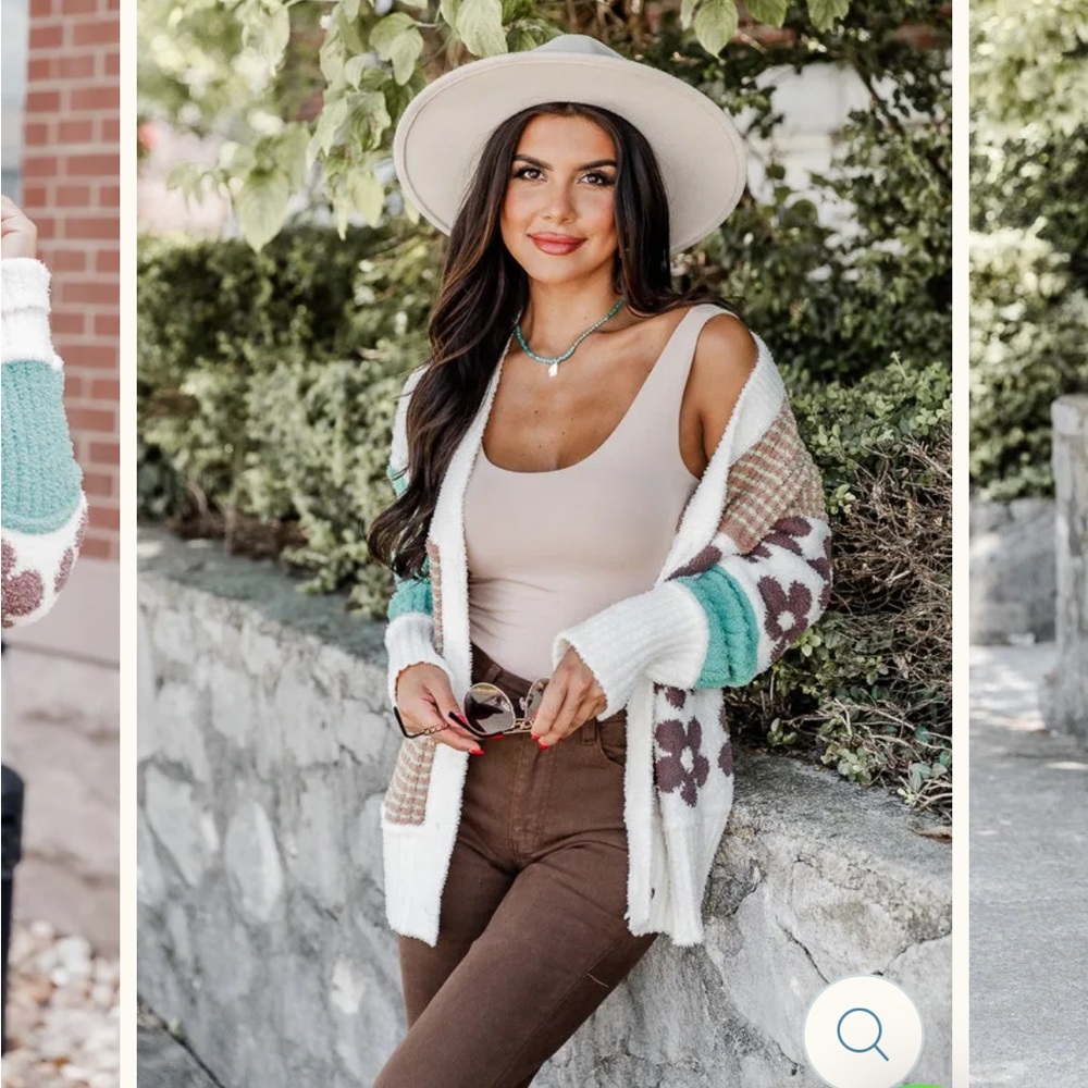 Pink Lily Boutique Floral Color Block Sweater